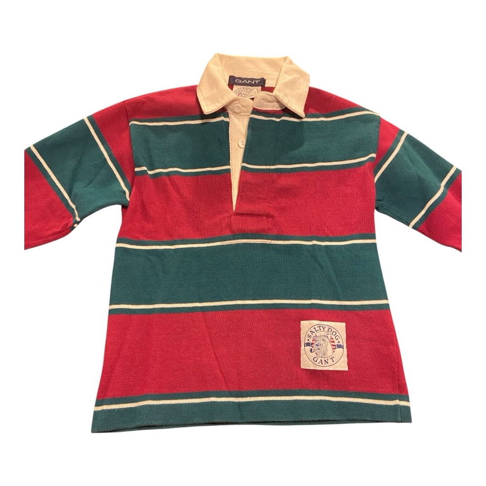 Vintage Gant Salty Dog Multi Color Boy Children Rugby Long Sleeve Shirt Preppy 5